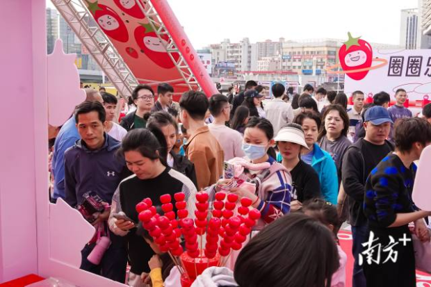  冰糖圣女果展位前人頭攢動。