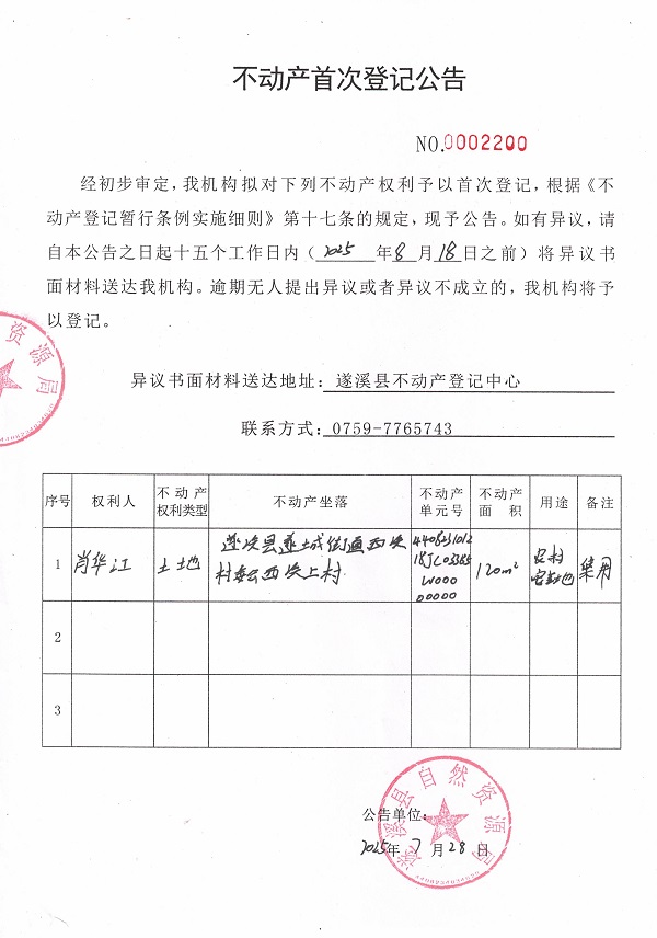 不動(dòng)產(chǎn)首次登記公告（肖華江）.jpg