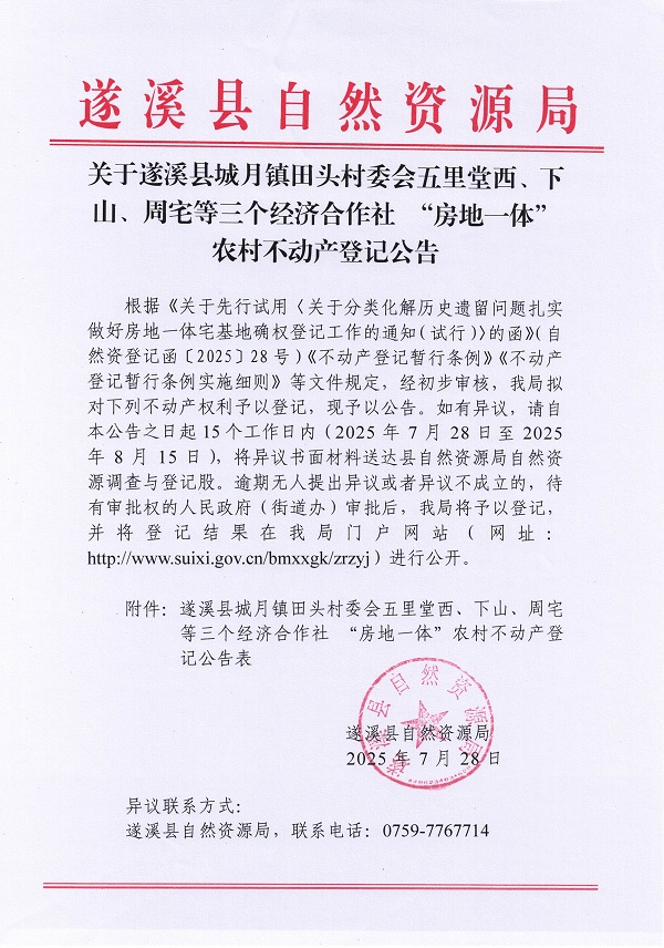 城月鎮(zhèn)田頭村委會五里堂西、下山、周宅等三個經(jīng)濟合作社“房地一體”農(nóng)村不動產(chǎn)登記公告表（聯(lián)合）（歷史遺留問題）（新）_頁面_1.jpg