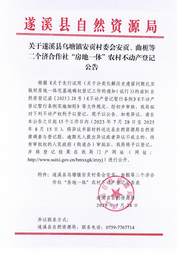 烏塘鎮(zhèn)安貢村委會安貢等二個濟合作社不動產(chǎn)登記公告（第二批次）（歷史遺留問題）_頁面_1.jpg