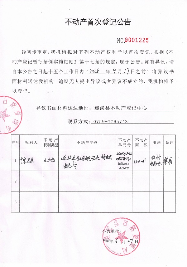 0625不動(dòng)產(chǎn)首次登記公告（徐強(qiáng)）.jpg