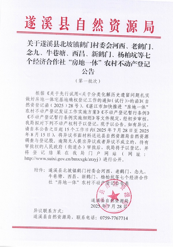 北坡鎮(zhèn)鶴門村委會河西等七個經(jīng)濟(jì)合作社不動產(chǎn)登記公告（第一批次）（歷史遺留問題）_頁面_1.jpg