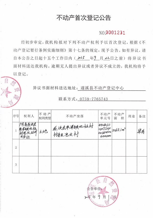 不動(dòng)產(chǎn)首次登記公告（廣東省遂溪縣草潭鎮(zhèn)北拉村港頭經(jīng)濟(jì)合作社）.jpg