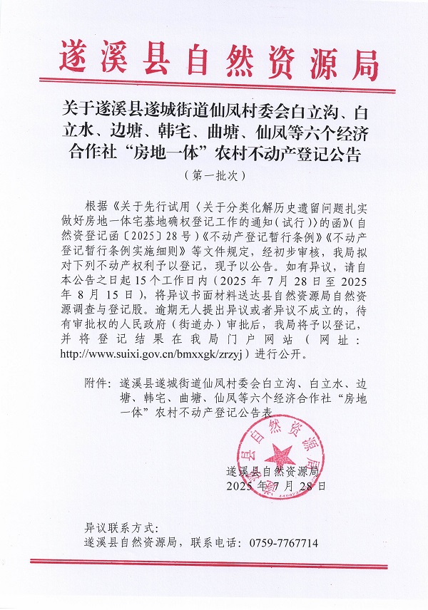 遂城街道仙鳳村委會(huì)白立溝等六個(gè)經(jīng)濟(jì)合作社不動(dòng)產(chǎn)登記公告（第一批次）（歷史遺留問(wèn)題）_頁(yè)面_1.jpg