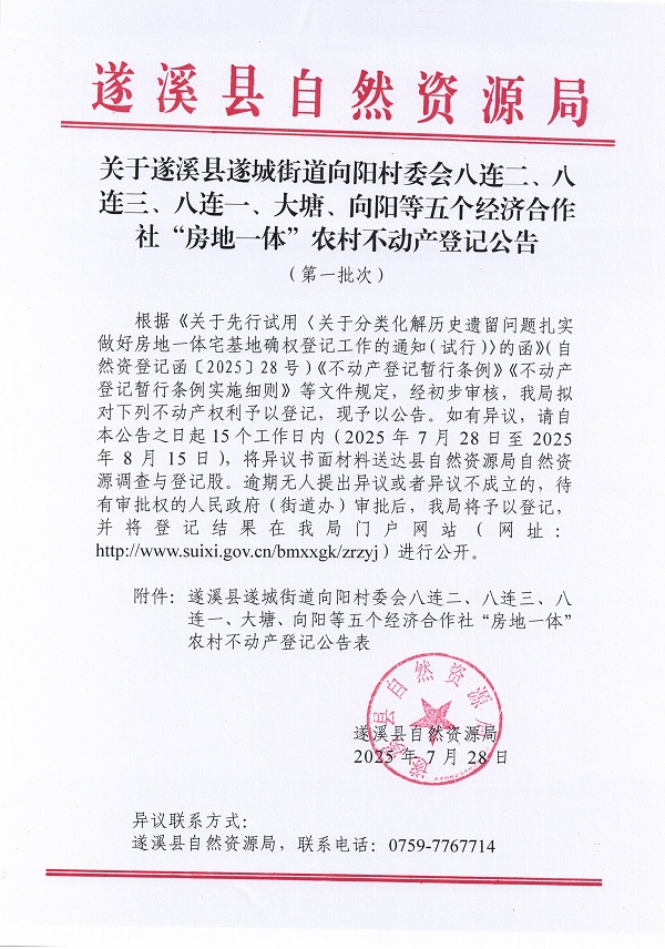 遂城街道向陽村委會八連二等五個(gè)經(jīng)濟(jì)合作社不動產(chǎn)登記公告（第一批次）（歷史遺留問題）_頁面_1.jpg