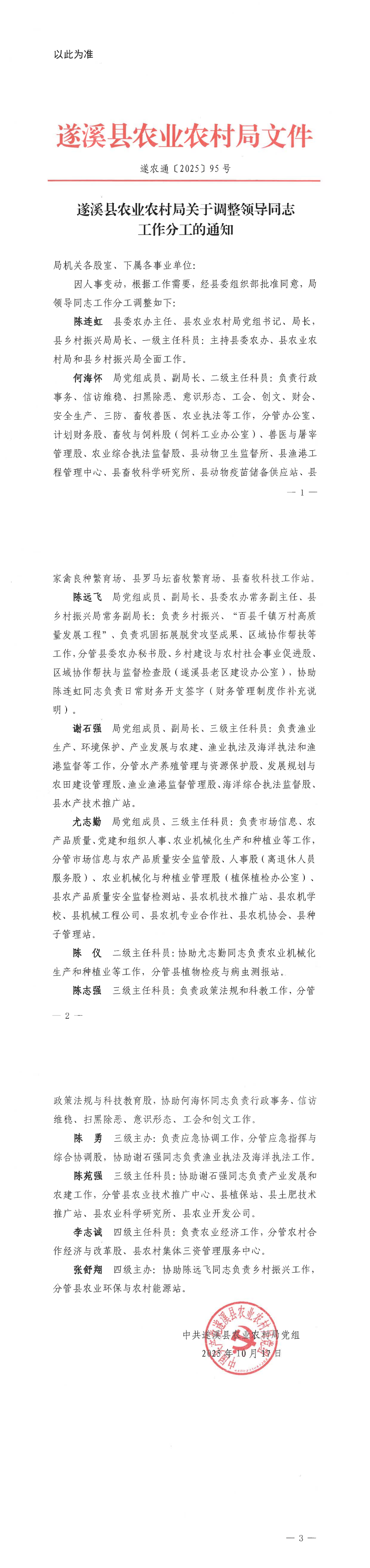以此為準(zhǔn)（遂農(nóng)通〔2025〕 95號）  遂溪縣農(nóng)業(yè)農(nóng)村局關(guān)于調(diào)整領(lǐng)導(dǎo)同志工作分工的通知_00.png